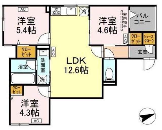 セレスティア一之江(3LDK/2階)の間取り写真