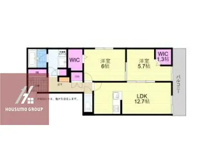 メゾンベール難波(2LDK/2階)の間取り写真