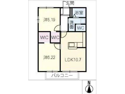 ファミールもりみち(2LDK/2階)の間取り写真