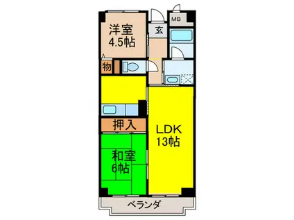 グレース武庫之荘(2LDK/3階)の間取り写真