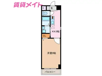 四日市あすなろう鉄道 西日野駅 徒歩14分 3階建 築19年(1DK/3階)の間取り写真