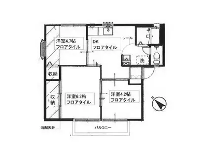 ソレアードN(3DK/1階)の間取り写真