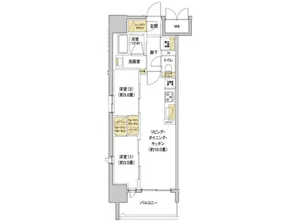 リビオメゾン新大阪(2LDK/4階)の間取り写真