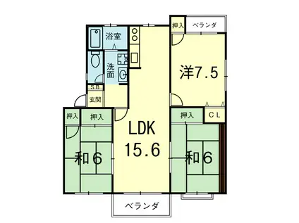平成ウッディヴィラ 1棟(3LDK/3階)の間取り写真