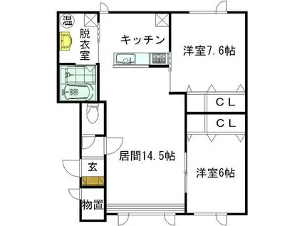 リリヴァレV(2LDK/2階)の間取り写真