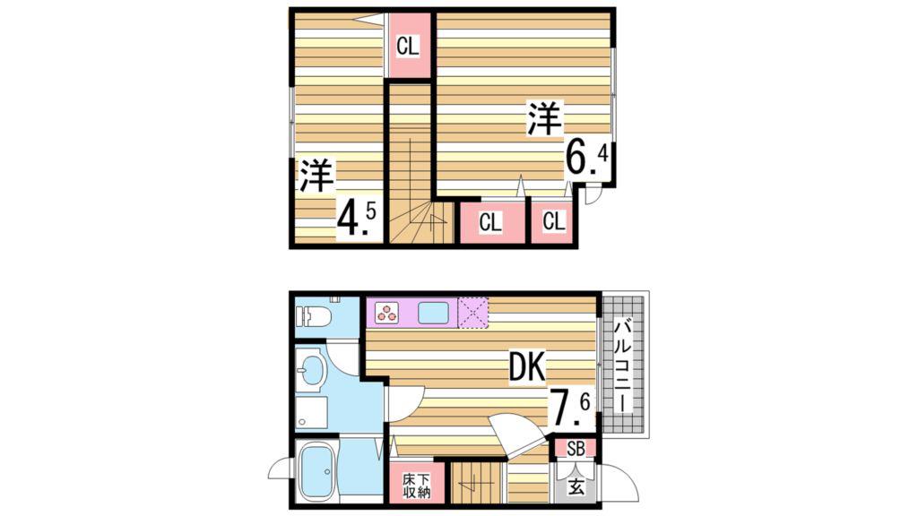 タカラピュアM(2DK/1階)の間取り写真