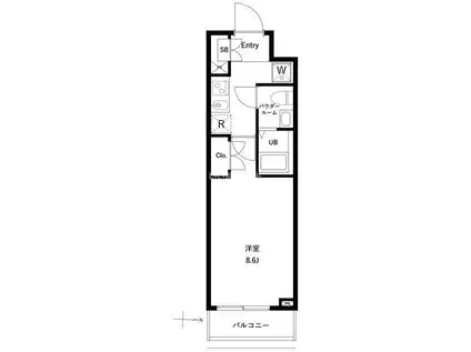 GENOVIA両国VIGREEN VEIL(1K/2階)の間取り写真
