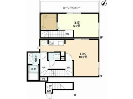 ウェルスクエア目黒中町(1LDK/2階)の間取り写真