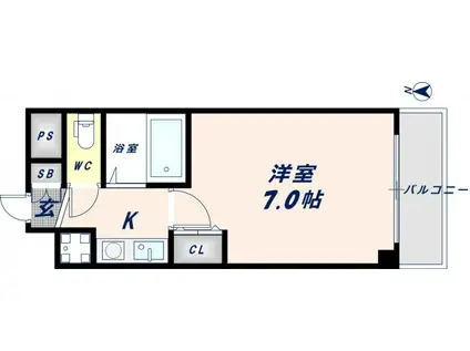 グランドオーク高井田(1K/3階)の間取り写真
