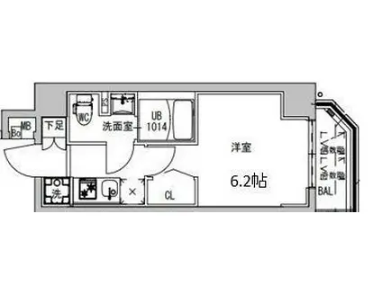 S-レジデンス横浜大通公園(1K/9階)の間取り写真
