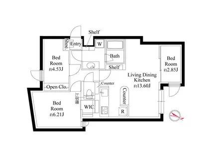 グランパセオ代々木上原(3LDK/B1階)の間取り写真