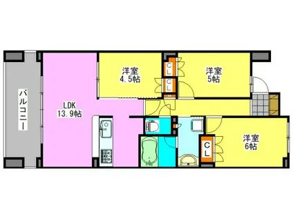 ソフィエスタワー船橋(3LDK/7階)の間取り写真