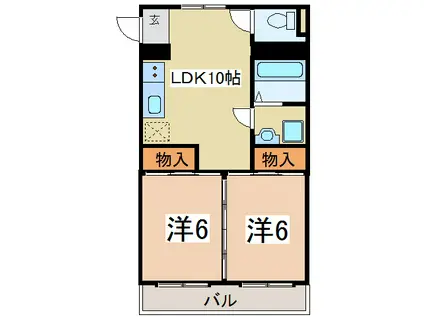 はなよしハイツ(2LDK/3階)の間取り写真