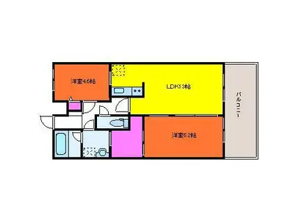 KOKOMO天神尾(2LDK/4階)の間取り写真