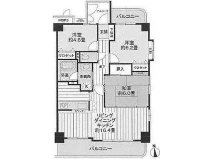 ライオンズシティ豊田(3LDK/12階)の間取り写真