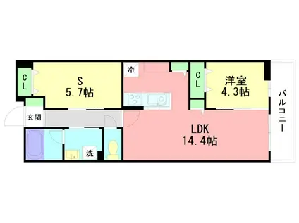 GRAND RESIDENCE UCHIYAMA IV(1SLDK/4階)の間取り写真