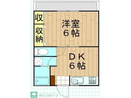 カミングラック藤木(1DK/2階)の間取り写真