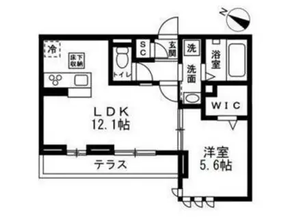 フルール(1LDK/1階)の間取り写真