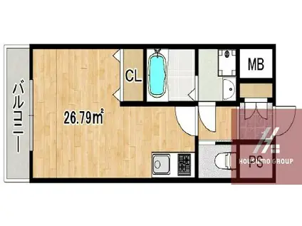 プラディーパ花園町(ワンルーム/7階)の間取り写真