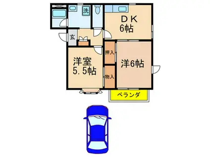 ヴェール深沢B棟(2DK/2階)の間取り写真