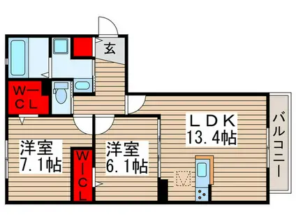 フルラージュB(2LDK/2階)の間取り写真