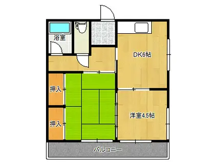 第1コーポゆき(2DK/2階)の間取り写真