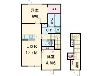 ROOM PUPPY(2LDK/2階)の間取り写真