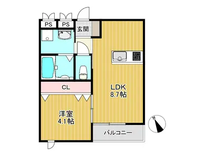 CHERRYBLOSSOM川原町(1LDK/3階)の間取り写真