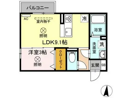 ELPIS I(1LDK/2階)の間取り写真