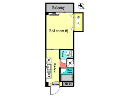 マンションドリームI(1K/3階)の間取り写真