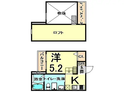 フルハウス尼崎(ワンルーム/2階)の間取り写真
