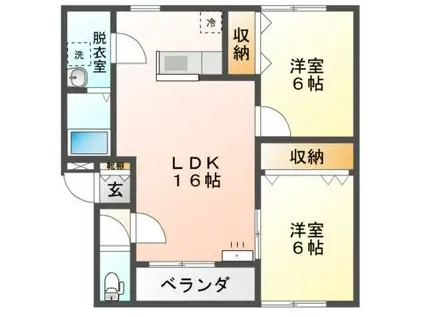 Mハイツ宮の森15(2LDK/2階)の間取り写真