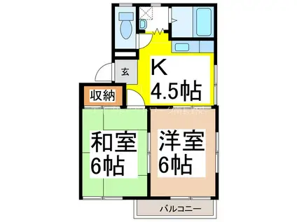 メゾン・ド・やまS棟(2K/2階)の間取り写真