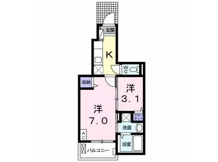 シュエット ドゥ(2K/1階)の間取り写真