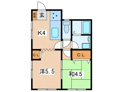 第1秦ハイツ(2K/2階)の間取り写真