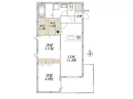 WILL COURT19(2LDK/2階)の間取り写真