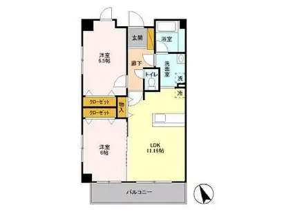 アビティ砧(2LDK/3階)の間取り写真