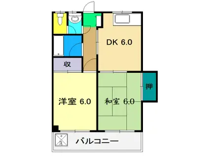 マンションみち(2DK/3階)の間取り写真