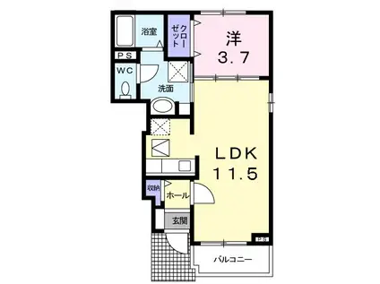 ヴィオラ カーサ B(1LDK/1階)の間取り写真