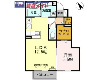 グレイスアベニュー一身田A(1LDK/1階)の間取り写真