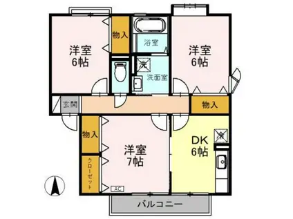 アザレアパークJ棟(3DK/2階)の間取り写真