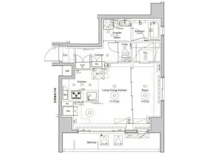 シーフォルム上野アジールコート(1LDK/9階)の間取り写真