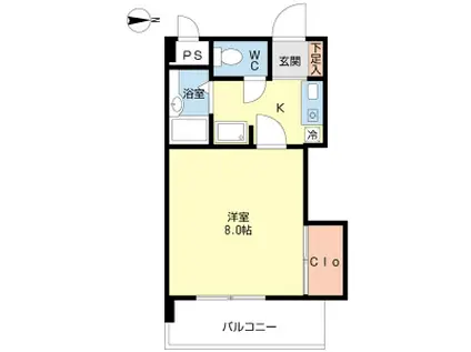 ロイヤル楠元(1K/4階)の間取り写真