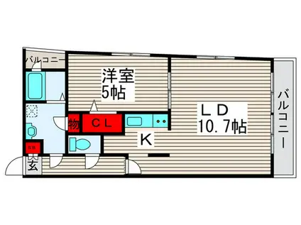 アーバハイツ扇大橋(1LDK/1階)の間取り写真