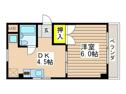 大丸商事ビル(1DK/4階)の間取り写真