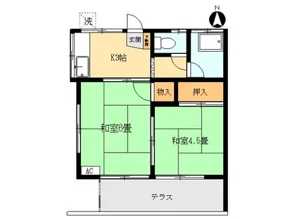 風間荘(2K/1階)の間取り写真