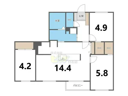 RITZ GRANDE 菊水上町(3LDK/3階)の間取り写真