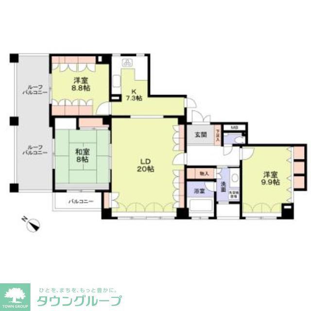 プレステージ田園調布(3LDK/4階)の間取り写真