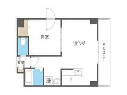 ドエル札幌南6条I(1LDK/6階)の間取り写真