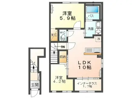 ウッドソレル(2LDK/2階)の間取り写真